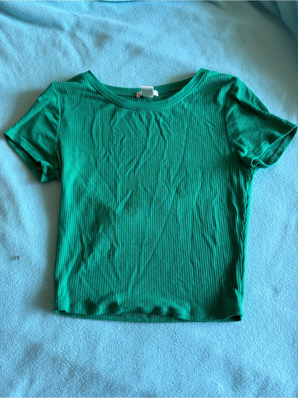 Bozzolo Green Ribbed Crop Top